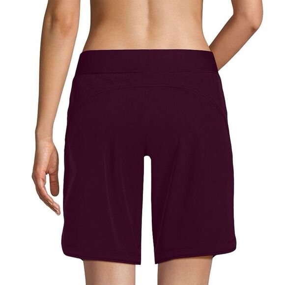 Land's End Plus 9" Swim board shorts with panty pockets quick dry dark wine 14 - Picture 5 of 6